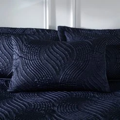 Dunelm Romilly Wave Luxe Pinsonic Navy Duvet Cover And Pillowcase Set -pillowcase shop 1000185697 alt02
