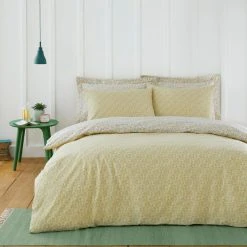 Dunelm Bessie Ditsy Floral Ochre 100% Cotton Reversible Duvet Cover And Pillowcase Set -pillowcase shop 1000185707 alt02