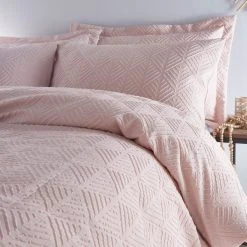 Dunelm Parisa Geometric Blush Duvet Cover And Pillowcase Set -pillowcase shop 1000185914 alt01