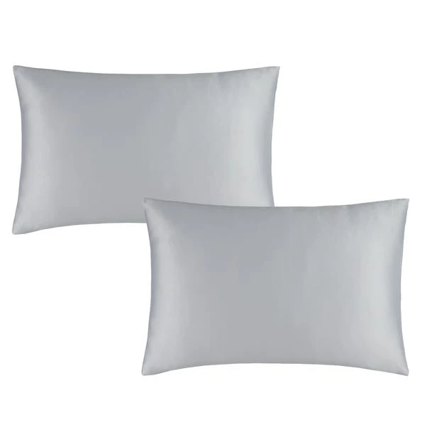 Catherine Lansfield Silky Soft Satin Silver Standard Pillowcase Pair 4 Catherine Lansfield Silky Soft Satin Silver Standard Pillowcase Pair - Image 2