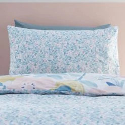 Dunelm Naive Floral Blue 100% Cotton Reversible Duvet Cover And Pillowcase Set -pillowcase shop 1000186786 alt03