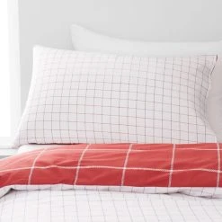 Dunelm Checked 100% Cotton Reversible Duvet Cover And Pillowcase Twin Pack Set -pillowcase shop 1000186818 alt04