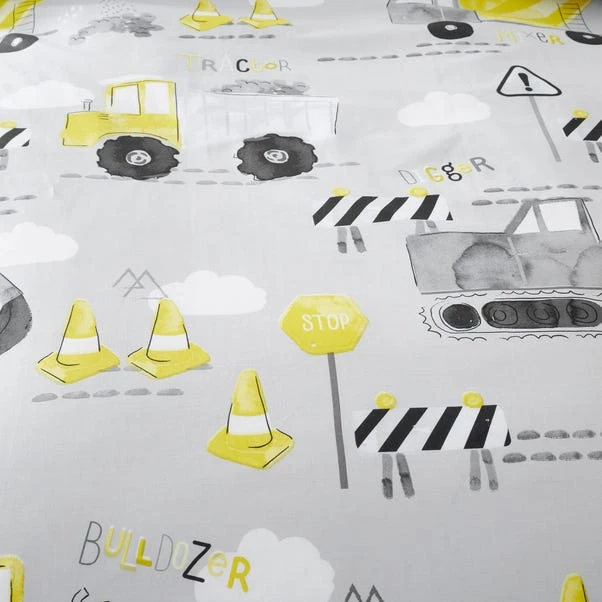 Dunelm Construction Grey 100% Cotton Reversible Duvet Cover And Pillowcase Set 7 Dunelm Construction Grey 100% Cotton Reversible Duvet Cover And Pillowcase Set - Image 5