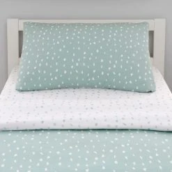 Dunelm Soft Fern Spotted 100% Jersey Cotton Reversible Cot Bed / Toddler Duvet Cover And Pillowcase Set -pillowcase shop 1000186828 alt02