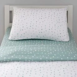 Dunelm Soft Fern Spotted 100% Jersey Cotton Reversible Cot Bed / Toddler Duvet Cover And Pillowcase Set -pillowcase shop 1000186828 alt03