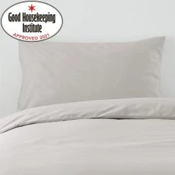 Dunelm Non Iron Plain Dye Silver Standard Pillowcase Pair