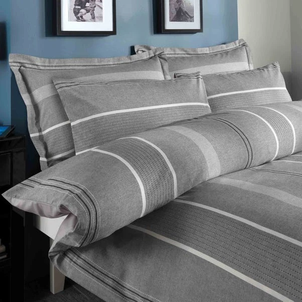Dunelm Willington Grey Striped Woven Duvet Cover And Pillowcase Set 3 Dunelm Willington Grey Striped Woven Duvet Cover And Pillowcase Set