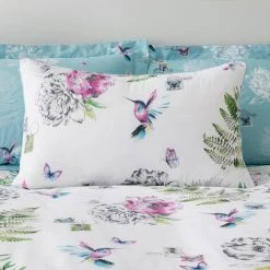 Dunelm Heavenly Hummingbird Reversible Duck Egg Duvet Cover And Pillowcase Set -pillowcase shop 30437768 alt02