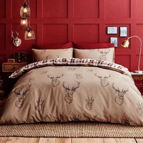 Catherine Lansfield Stag Natural Duvet Cover And Pillowcase Set 3 Catherine Lansfield Stag Natural Duvet Cover And Pillowcase Set