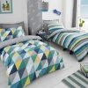 Dunelm Geo Green Duvet Cover And Pillowcase Twin Pack Set -pillowcase shop 30552924
