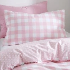 Dunelm Gingham Pink Duvet Cover And Pillowcase Set -pillowcase shop 30608078 alt01