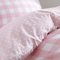 Dunelm Gingham Pink Duvet Cover And Pillowcase Set -pillowcase shop 30608078 alt04