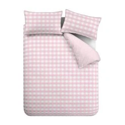 Dunelm Gingham Pink Duvet Cover And Pillowcase Set -pillowcase shop 30608078 alt05