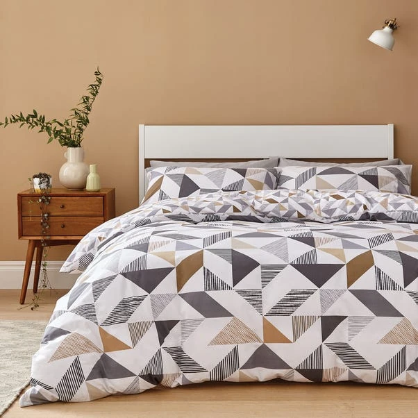 Elements Bako Reversible Geometric Natural Duvet Cover And Pillowcase Set 3 Elements Bako Reversible Geometric Natural Duvet Cover And Pillowcase Set