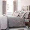 Catherine Lansfield Embroidered Blossom Grey Duvet Cover And Pillowcase Set -pillowcase shop 30662456