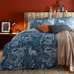 Furn Furn. Winter Woods Midnight Blue Reversible Duvet Cover And Pillowcase Set