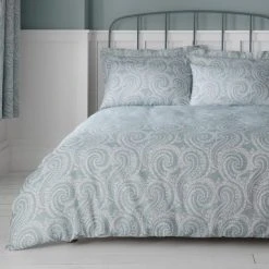 Dunelm Abigail Blue Textured Cover And Pillowcase Set