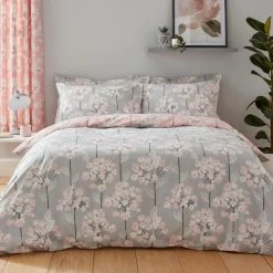Dunelm Erin Blush & Grey Reversible Duvet Cover And Pillowcase Set -pillowcase shop 30672234 alt02