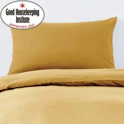 Dunelm Non Iron Plain Dye Mustard Standard Pillowcase Pair
