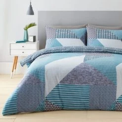 Catherine Lansfield Larsson Geo Teal Duvet Cover And Pillowcase Set