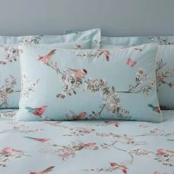 Dunelm Beautiful Birds Duck-Egg Duvet Cover And Pillowcase Set -pillowcase shop 30682967 alt02