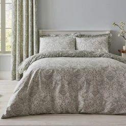 Dunelm Evesham 100% Cotton Green Duvet Cover And Pillowcase Set