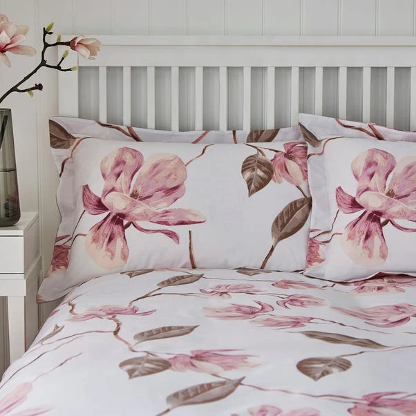 Dunelm Lois Large Floral Pink Oxford Pillowcase 3 Dunelm Lois Large Floral Pink Oxford Pillowcase