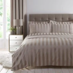 Dunelm Allana Gold Stripe Duvet Cover And Pillowcase Set