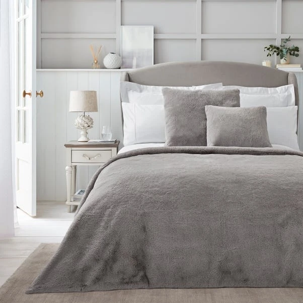 Dorma Purity Faux Fur Grey Continental Pillowcase 4 Dorma Purity Faux Fur Grey Continental Pillowcase - Image 2