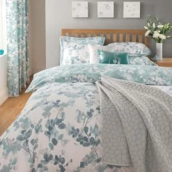 Dunelm Honesty Teal Reversible Duvet Cover And Pillowcase Set