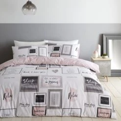 Catherine Lansfield Blush Sleep Dreams Duvet Cover And Pillowcase Set