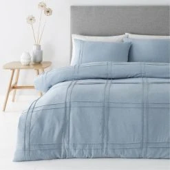Dunelm Denver Denim Pintuck Duvet Cover And Pillowcase Set