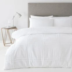 Dunelm Denver White Pintuck Duvet Cover And Pillowcase Set