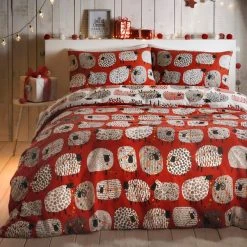 Fusion Dotty Sheep Red Reversible Duvet Cover And Pillowcase Set