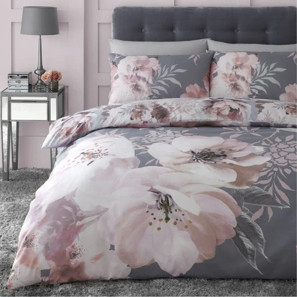Catherine Lansfield Dramatic Floral Grey Duvet Cover And Pillowcase Set 3 Catherine Lansfield Dramatic Floral Grey Duvet Cover And Pillowcase Set