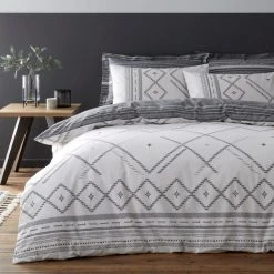 Dunelm Mika Monochrome Reversible Duvet Cover And Pillowcase Set