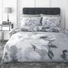 Catherine Lansfield Dramatic Floral Silver Reversible Duvet Cover And Pillowcase Set -pillowcase shop 30724602
