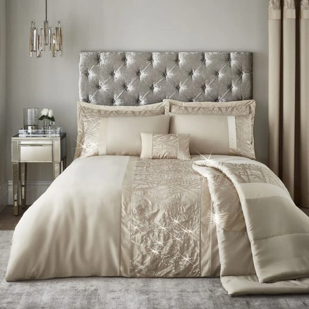 Catherine Lansfield Velvet Sparkle Champagne Duvet Cover And Pillowcase Set 3 Catherine Lansfield Velvet Sparkle Champagne Duvet Cover And Pillowcase Set