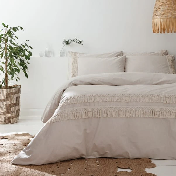 Pineapple Elephant Izmir Stone Grey Tassel 100% Cotton Duvet Cover And Pillowcase Set 3 Pineapple Elephant Izmir Stone Grey Tassel 100% Cotton Duvet Cover And Pillowcase Set