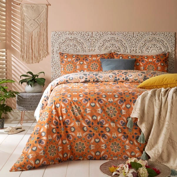 Furn Furn. Folk Flora Orange Reversible Duvet Cover And Pillowcase Set 3 Furn Furn. Folk Flora Orange Reversible Duvet Cover And Pillowcase Set