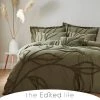 The Edited Life Tufted Leaf Olive 100% Organic Cotton Duvet Cover And Pillowcase Set -pillowcase shop 30726059