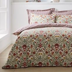 Dunelm Ruskin Red 100% Cotton Reversible Duvet Cover And Pillowcase Set