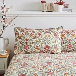 Dunelm Ruskin Red 100% Cotton Reversible Duvet Cover And Pillowcase Set -pillowcase shop 30726128 alt03