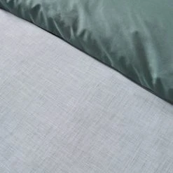 Dunelm Enzo Chambray Forest Green 100% Cotton Duvet Cover And Pillowcase Set -pillowcase shop 30726162 alt02