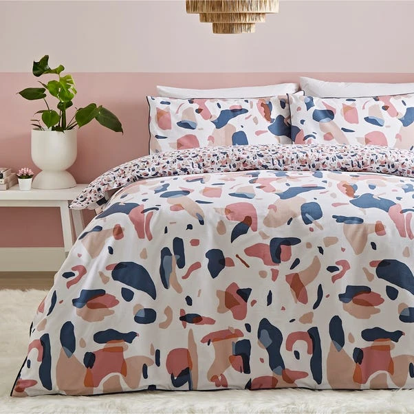 Dunelm Terazzo Pink Abstract 100% Cotton Reversible Duvet Cover And Pillowcase Set 3 Dunelm Terazzo Pink Abstract 100% Cotton Reversible Duvet Cover And Pillowcase Set