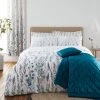 Dunelm Whimsical Botanical Green 100% Cotton Reversible Duvet Cover And Pillowcase Set