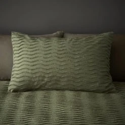 Dunelm Arlo Olive 100% Cotton Duvet Cover And Pillowcase Set -pillowcase shop 30726900 alt01