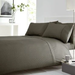 Dunelm Waffle Grey Duvet Cover And Pillowcase Set