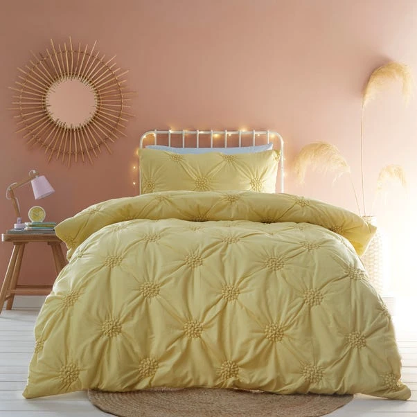 Dunelm Ruched Spot Yellow Duvet Cover And Pillowcase Set 3 Dunelm Ruched Spot Yellow Duvet Cover And Pillowcase Set