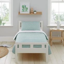 Dunelm Soft Fern Spotted 100% Jersey Cotton Reversible Cot Bed / Toddler Duvet Cover And Pillowcase Set